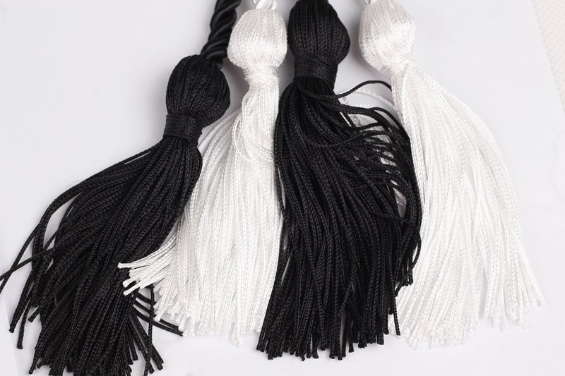 UIALECG Double Graduation Honor Cords - Black and White,68" Long - Image 2